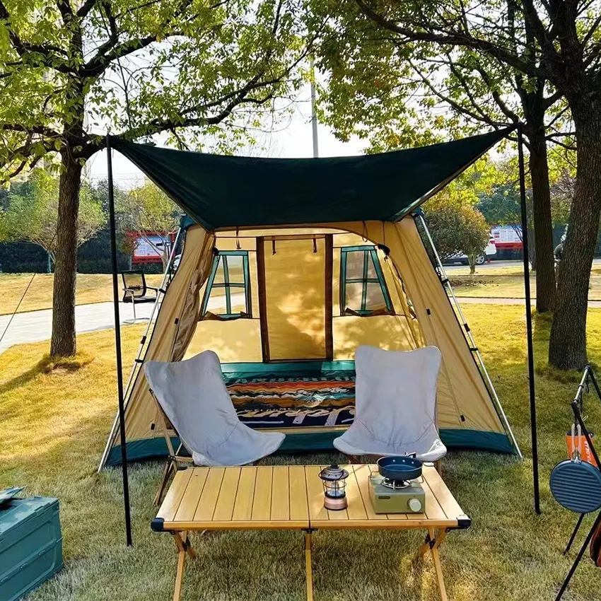 House type automatic aluminum pole tent large canopy portable folding picnic camping park camping tent