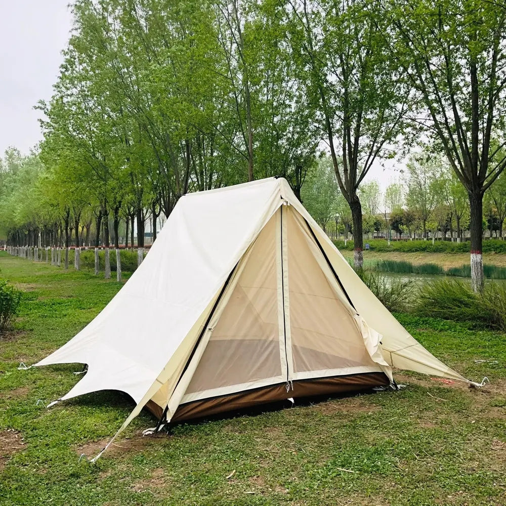 A Shape Glamping Outdoor Large Canvas Camping Tent Luxury CottonTents Waterproof Family Tent